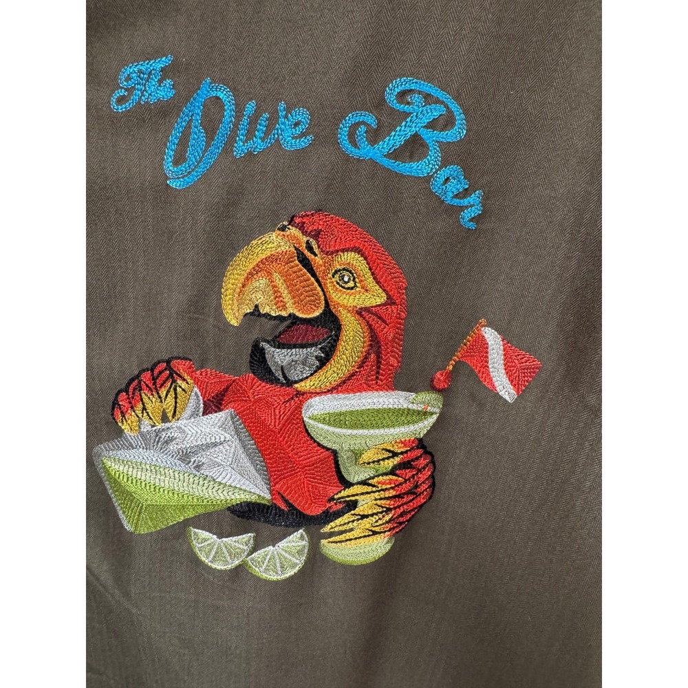 Weekender Luau Edition The Dive Bar Parrot Scuba Shirt Brown Mens Large